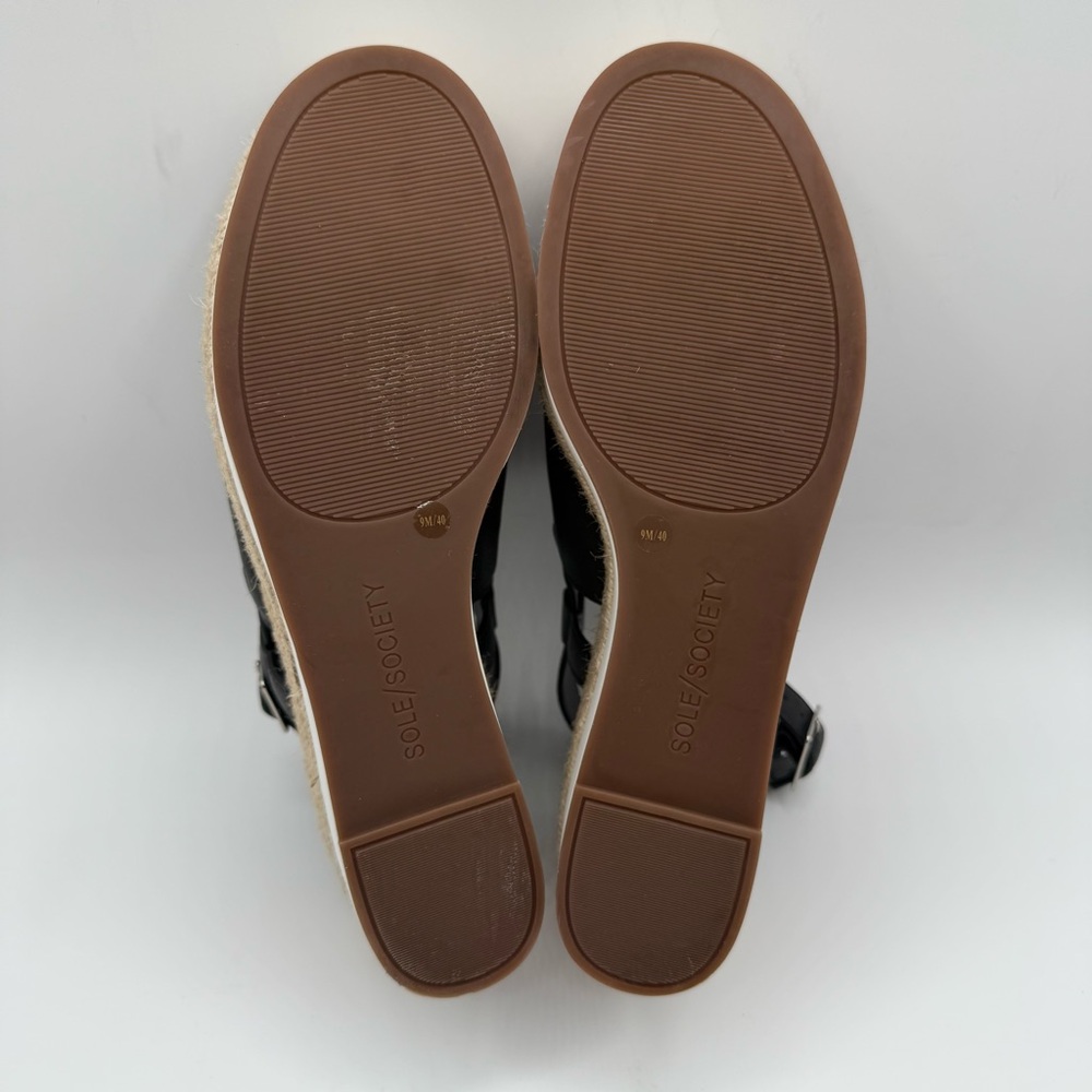 Sole Society Ayelani Boho Black Espadrille Wedge Open Toe Sandals SZ 9M - Picture 14 of 16